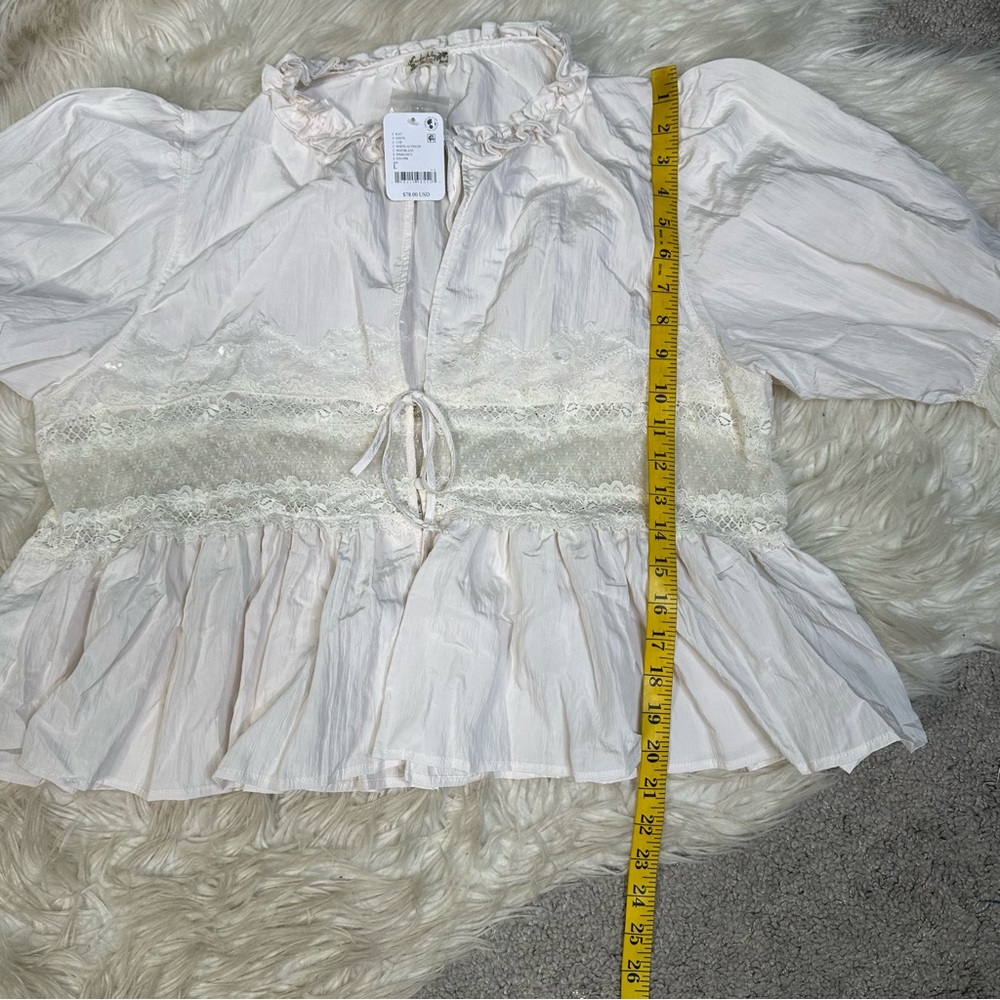 NWT FREE‎ PEOPLE Forever Young Bed Jacket White INTIMATELY TOP LACE IVORY SIZE - Picture 10 of 10